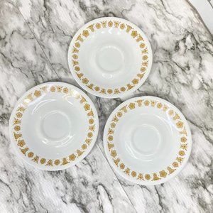 Corelle Vintage Livingware 1970's Butterfly Gold Saucers Set of 3. 6.25"